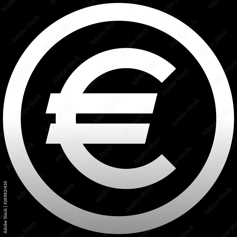 Euro currency sign symbol - white simple gradient inside of circle, isolated - vector Euro currency sign symbol - white simple gradient inside of circle, isolated - vector
