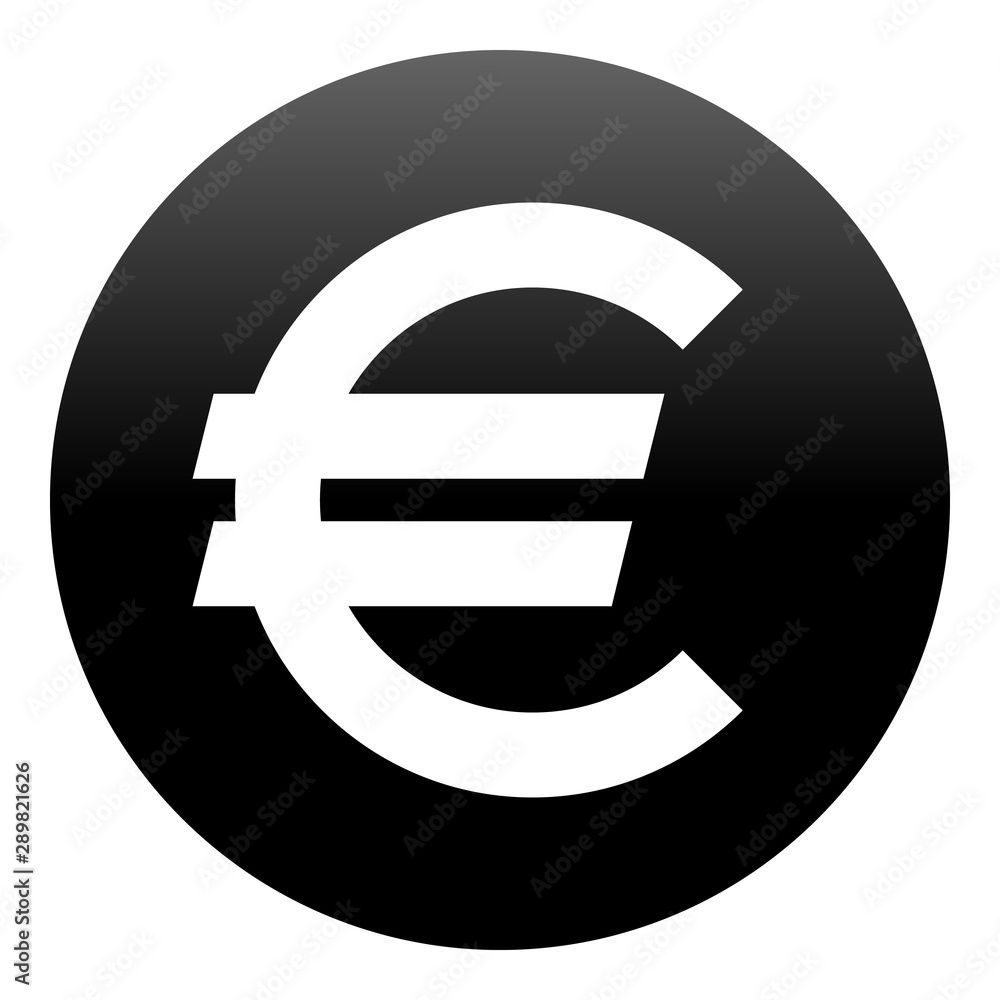 Euro currency sign symbol - black simple gradient inside of circle, isolated - vector Euro currency sign symbol - black simple gradient inside of circle, isolated - vector