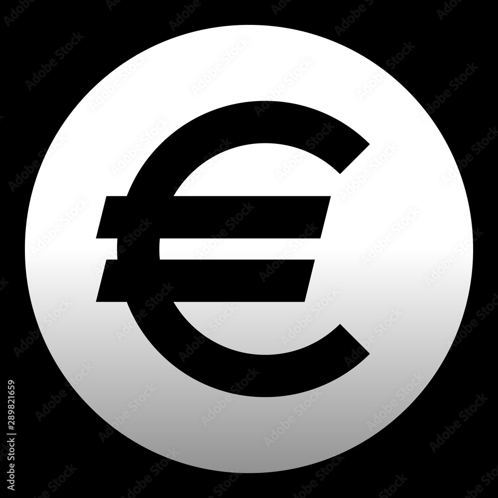 Euro currency sign symbol - white simple gradient inside of circle, isolated - vector Euro currency sign symbol - white simple gradient inside of circle, isolated - vector