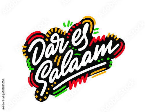 Dar es Selaam city text design on background for typographic logo icon design