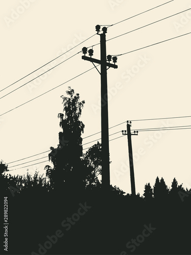silhouette of electric pole. vector illustration