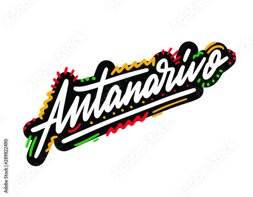 Antanarivo Word Text Creative Handwritten Font Design Vector Illustration. photo