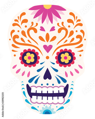Dia de los muertos, Day of the death, sugar skull, flat design