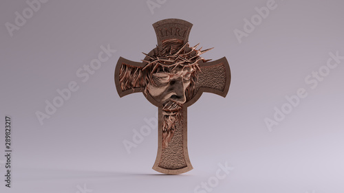 Bronze Jesus Cross 3d illustration 3d render