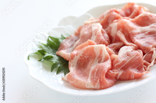 freshness sliced pork for food ingredient prepared