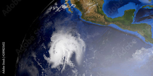 Fototapeta Naklejka Na Ścianę i Meble -  Hurricane Kiko extremely detailed and realistic high resolution 3d illustration. Shot from Space. Elements of this image are furnished by NASA.
