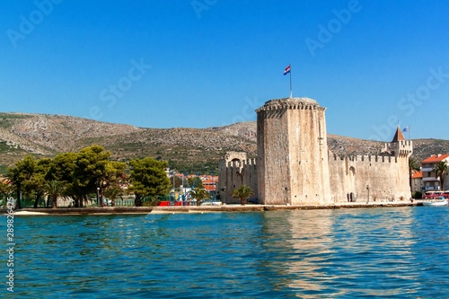 Kamerlengo is a castle and fortress in Trogir, Croatia. Travel on a yacht in Croatia. Trogir UNESCO world heritage site in Dalmatia. Old fort, Trogir. photo