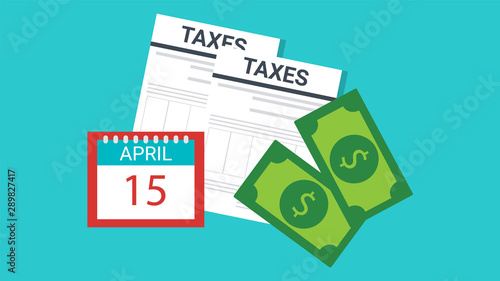 tax time document with 15 April date calendar vector