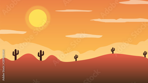 Desert landscape With cactus background vector