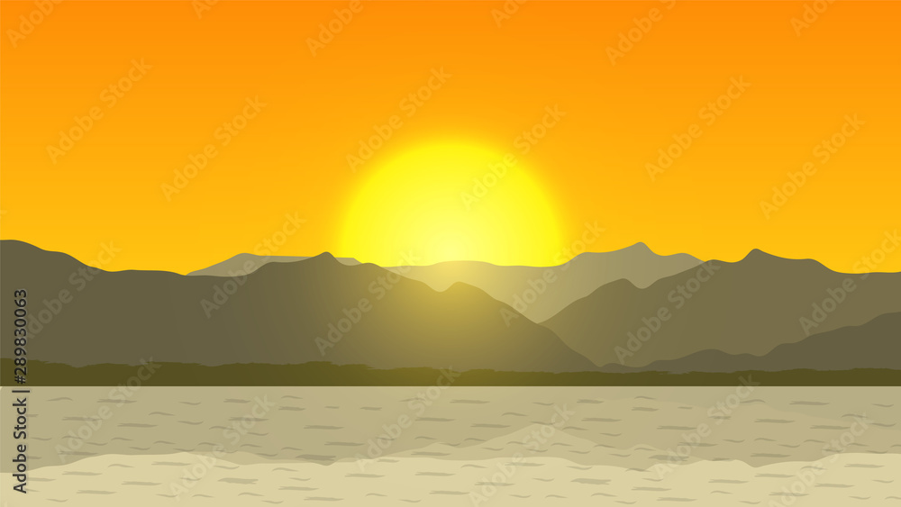mountains With Sunset landscape background