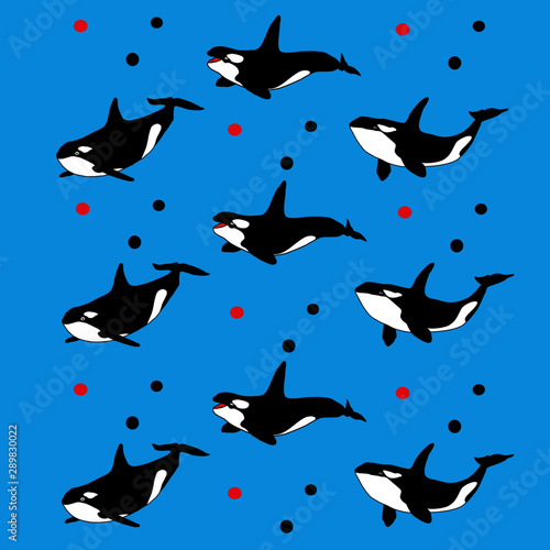 Whales Seamless pattern.  cute characters. Vector illustration. Perfect for kids room wallpaper ,wrapping paper, invitations, posters, greeting cards, wall art posters, fabric print.