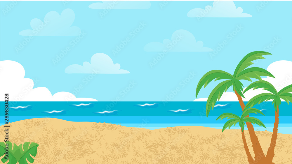 Tropical Beach Landscape Vector Background