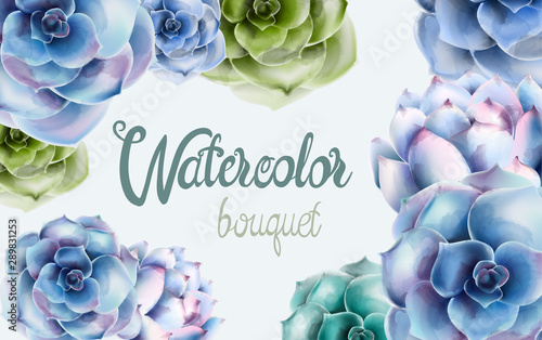 Wild nature watercolor flowers bouquet vector. Delicate postcard
