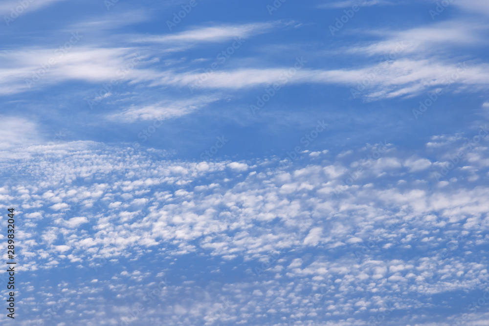 Fototapeta premium Fantastic soft white cloud against blue sky background soft focus