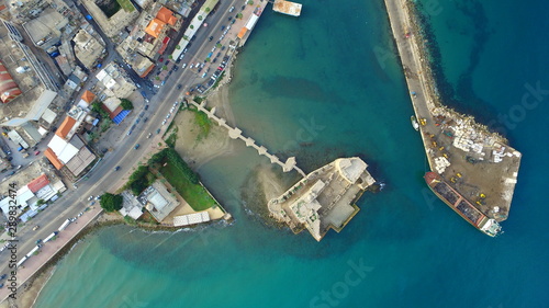 Aerial Photo for Saida City in Lebanon | City Sea Edge coast old castle top view