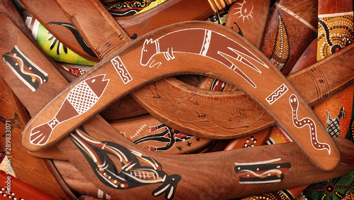 Boomerangs huge pile of traditional aboriginal weapons