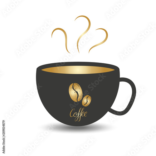 Mug with the image of coffee beans and the inscription