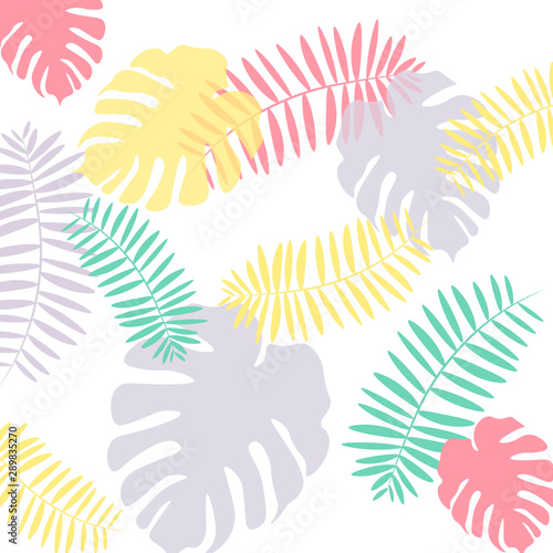 Exotic tropical leaves in vector. Colorful foliage