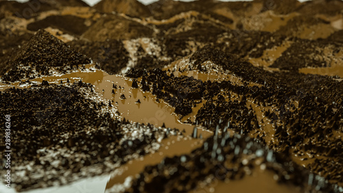 three-dimensional abstract landscape with depth of field. 3d render. Illustration
