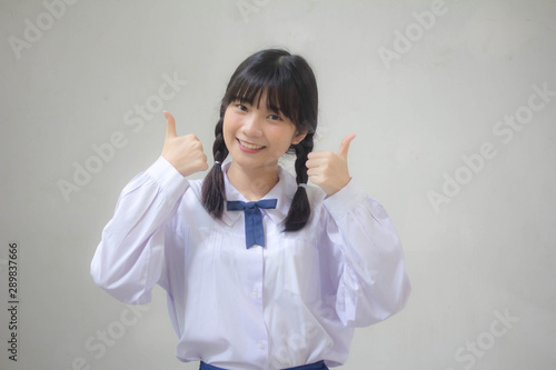 Portrait of thai high school student uniform beautiful girl excellent