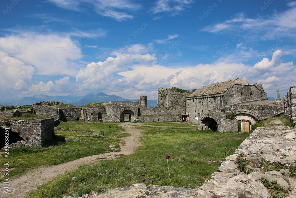 Historic ruins Rozafa Castle in Shkoder, Albania