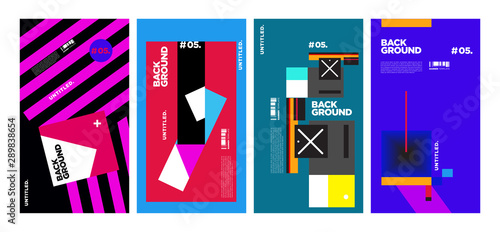 Cover and Poster Design Template for Magazine. Trendy Abstract Colorful Geometric and Curve Vector Illustration Collage with Typography for Cover, book, social media story, and Page Layout Design Temp