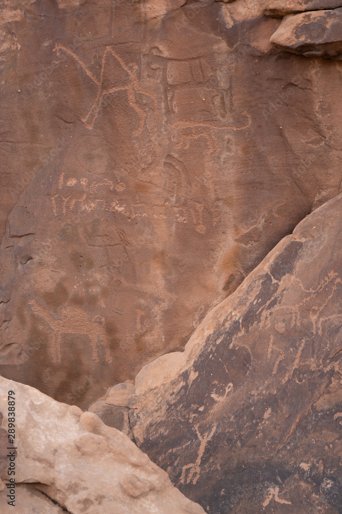 Ancient cave paintings / rock art in Ha'il Province in Saudi Arabia (world heritage site)