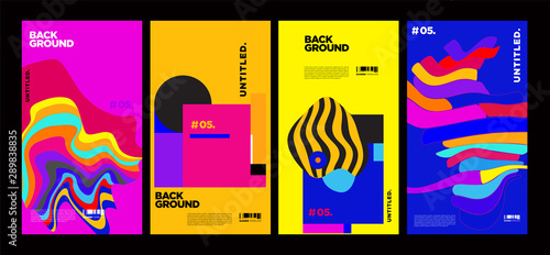 Cover and Poster Design Template for Magazine. Trendy Abstract Colorful Geometric and Curve Vector Illustration Collage with Typography for Cover, book, social media story, and Page Layout Design Temp