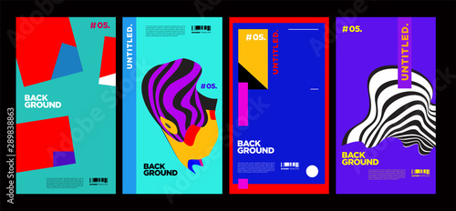 Cover and Poster Design Template for Magazine. Trendy Abstract Colorful Geometric and Curve Vector Illustration Collage with Typography for Cover, book, social media story, and Page Layout Design Temp