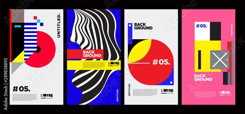 Cover and Poster Design Template for Magazine. Trendy Abstract Colorful Geometric and Curve Vector Illustration Collage with Typography for Cover, book, social media story, and Page Layout Design Temp