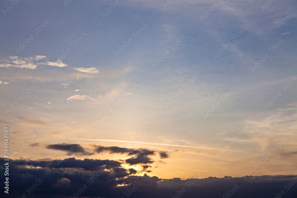 Cloud and blue sky, weather have a good day background. Sunset.