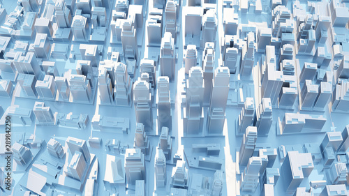 3d abstract modern city in sunny day