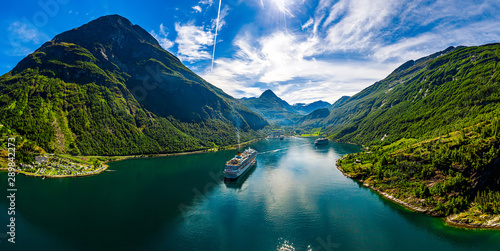 Geiranger fjord, Beautiful Nature Norway. photo