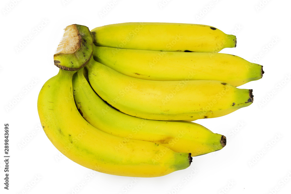 A yellow combed banana isolated on a white background