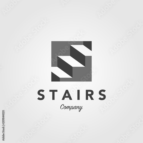 stair negative space step up stair logo vector icon illustration