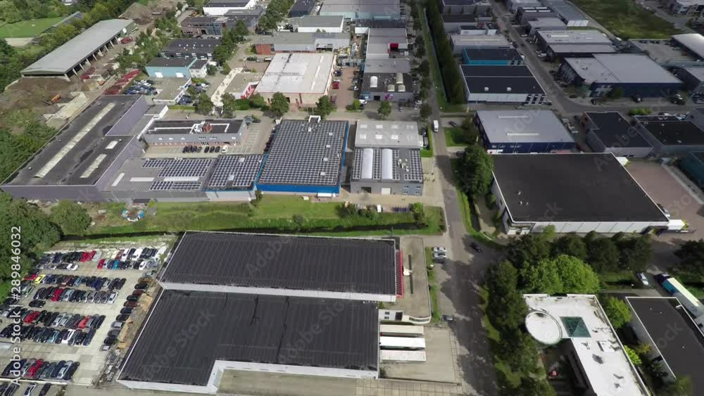 Aerial of truck and cars driving trough industrial zone Aerial of truck and cars driving trough industrial zone
