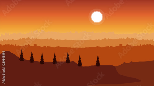 gradient mountains landscape background Vector