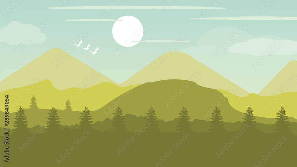 Natural background with mountains landscape Vector