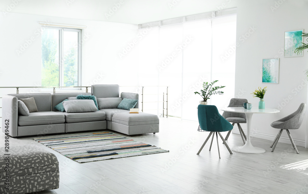 Modern living room interior with comfortable sofa Modern living room interior with comfortable sofa