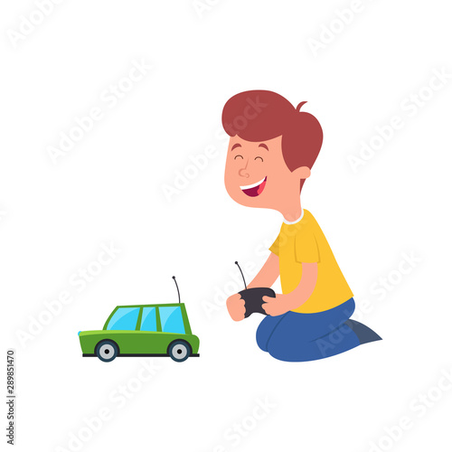 Boy with a radio-controlled car.