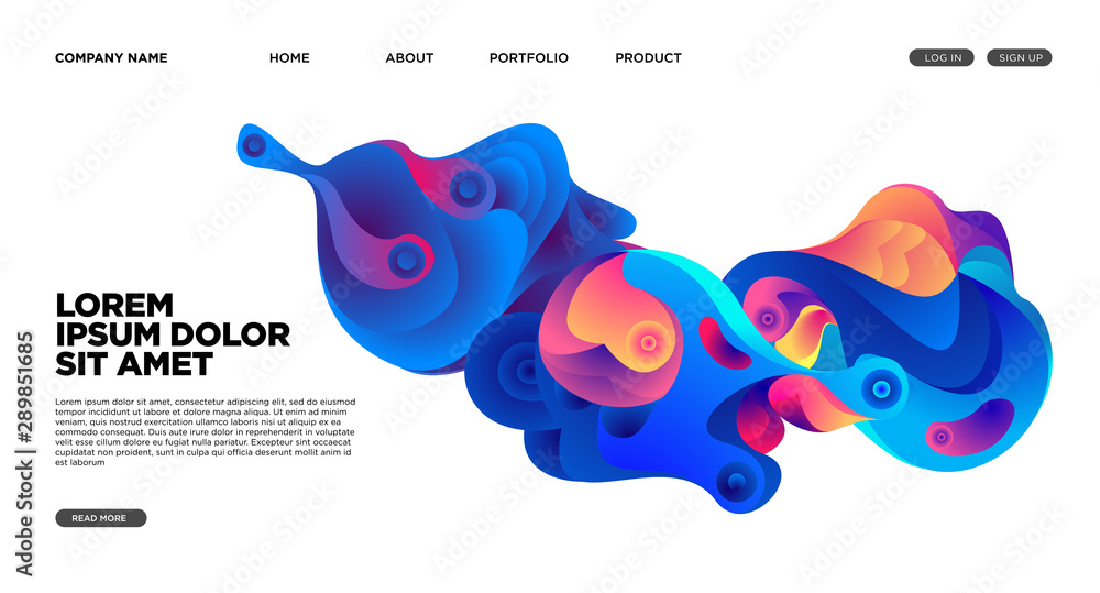 Modern Colorful Landing page Abstract Fluid Background Template. Wave Liquid shape in colorful Website background in Eps 10.