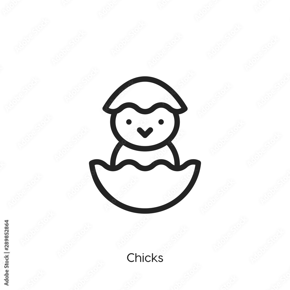 Obraz premium chick icon. chick vector symbol. Linear style sign for mobile concept and web design. chick symbol illustration. Pixel vector graphics - Vector 