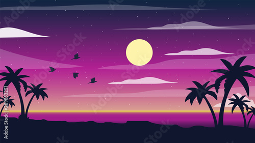 Morning Landscape with blue and violent gradient