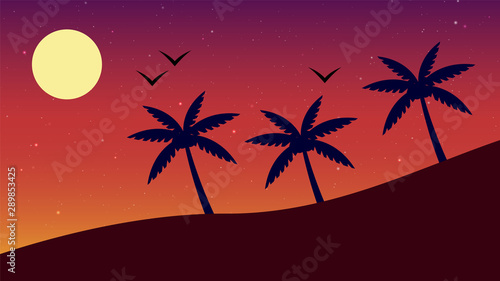 Fantastic background of beach at sunset Vector