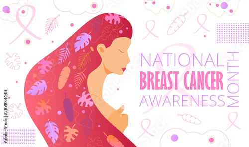 National Breast Cancer Awareness Month NBCAM celebrated in America. Annual international health campaign 