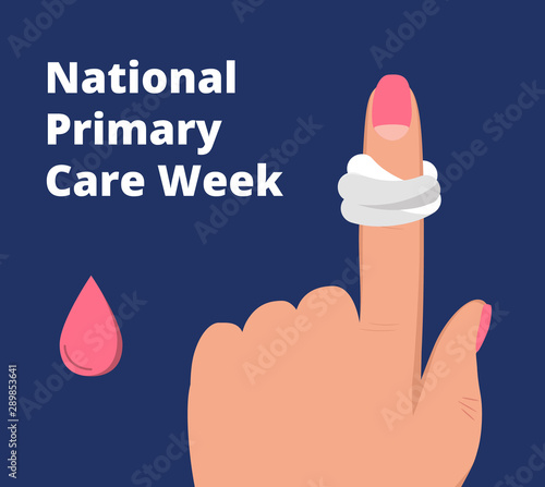 National Primary Care Week celebrated in 2-6 October in USA. First Aid, hospital concept vector for website