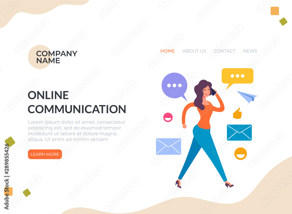 Online global communication concept. Vector flat graphic design cartoon illustration Online global communication concept. Vector flat graphic design cartoon illustration