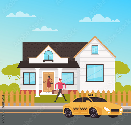 Taxi to house app service. Travel concept. Vector flat graphic design cartoon illustration © PrettyVectors