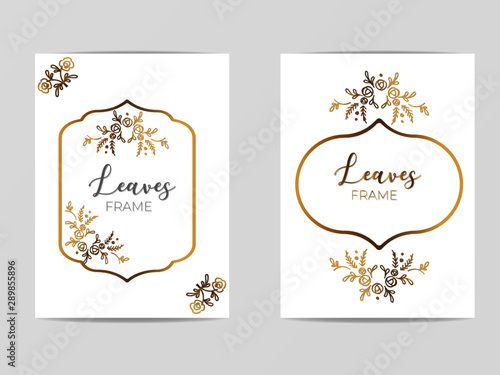 Luxury Golden Modern Geometric Floral Frame for Invite, wedding, certificate