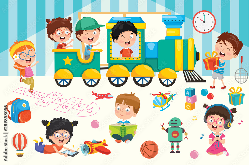 Happy Children Playing With Toys Happy Children Playing With Toys